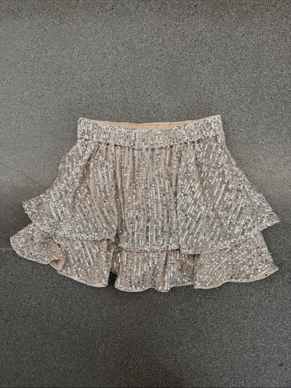abercrombie kids Champagne Sequin Ruffle Tier Skirt